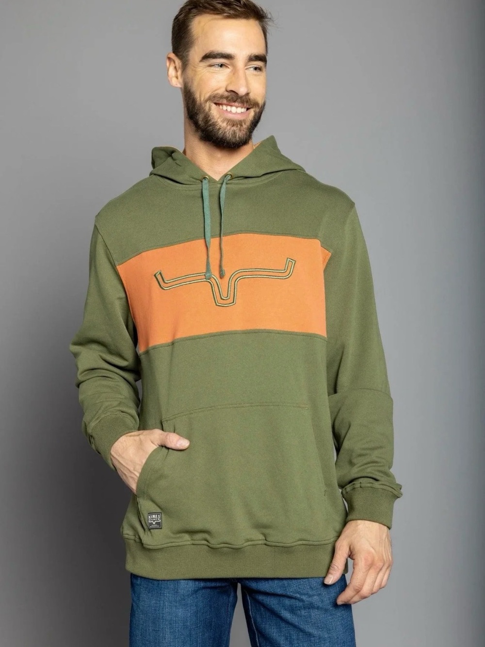 NWT Kimes Ranch Men's Small Side Winder Army Green Hooded Sweatshirt